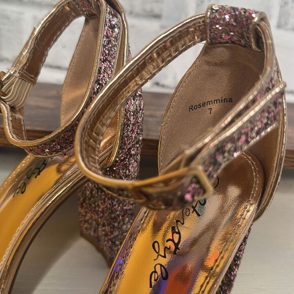 Herstyle Sequins Open Toe Pumps 4” Dress Formal Dance Party Size 7 - Picture 14 of 15